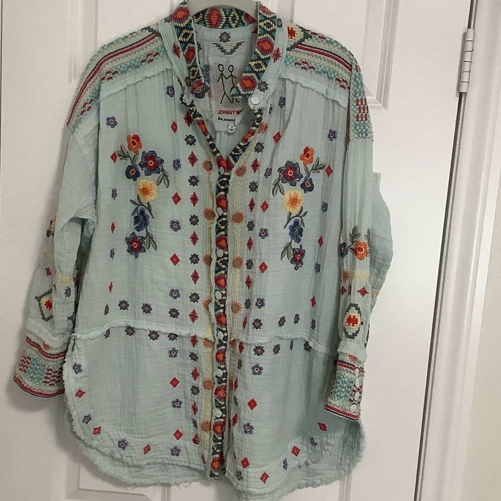 Johnny Was Multicolor Embroidered Shirt size L - Picture 3 of 9
